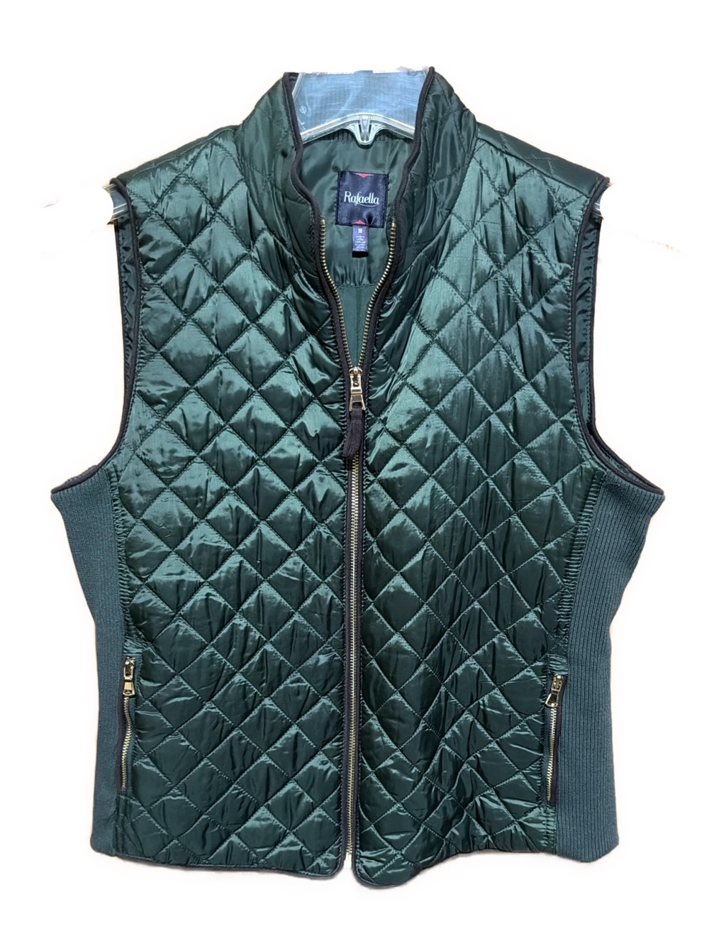 Rafaella Quilted Vest in Jewel Tone Hunter Green Size Medium Like New